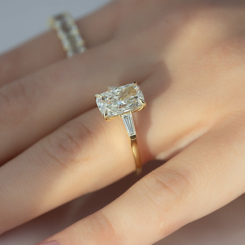 The Liv Set With A 2 Carat Elongated Cushion Lab Diamond