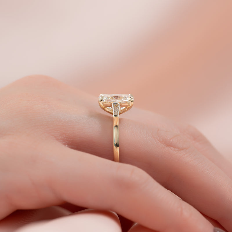 The Liv Set With A 2 Carat Elongated Cushion Lab Diamond