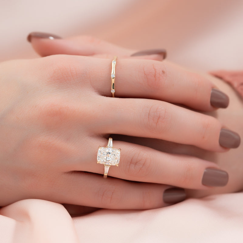 The Liv Set With A 2 Carat Elongated Cushion Lab Diamond