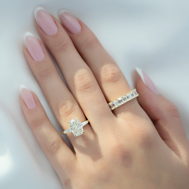 The Liv Set With A 2 Carat Elongated Cushion Lab Diamond