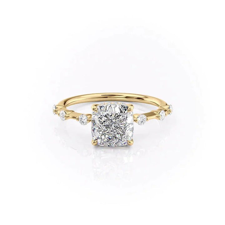 The Hidden Halo Penelope Set With A 2 Carat Cushion Lab Diamond