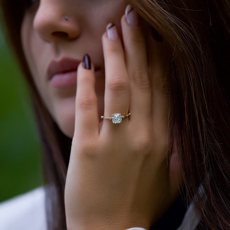 The Hidden Halo Penelope Set With A 2 Carat Cushion Lab Diamond