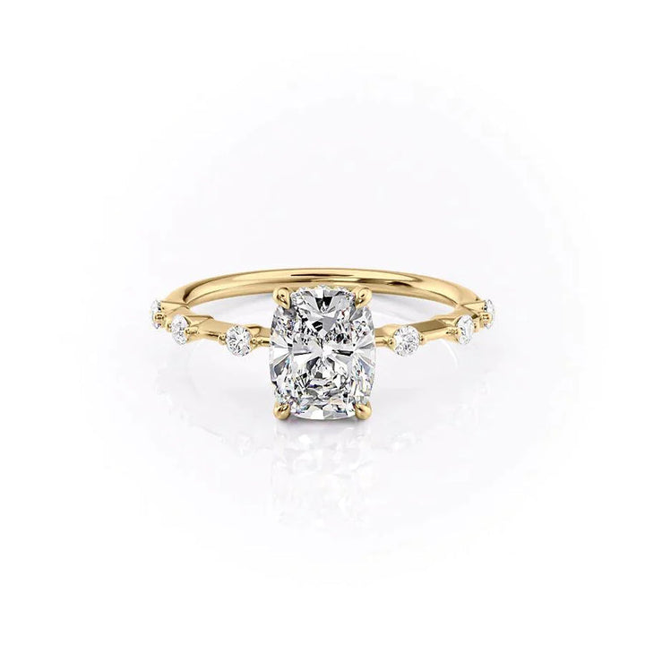 The Hidden Halo Penelope Set With A 2 Carat Elongated Cushion Lab Diamond