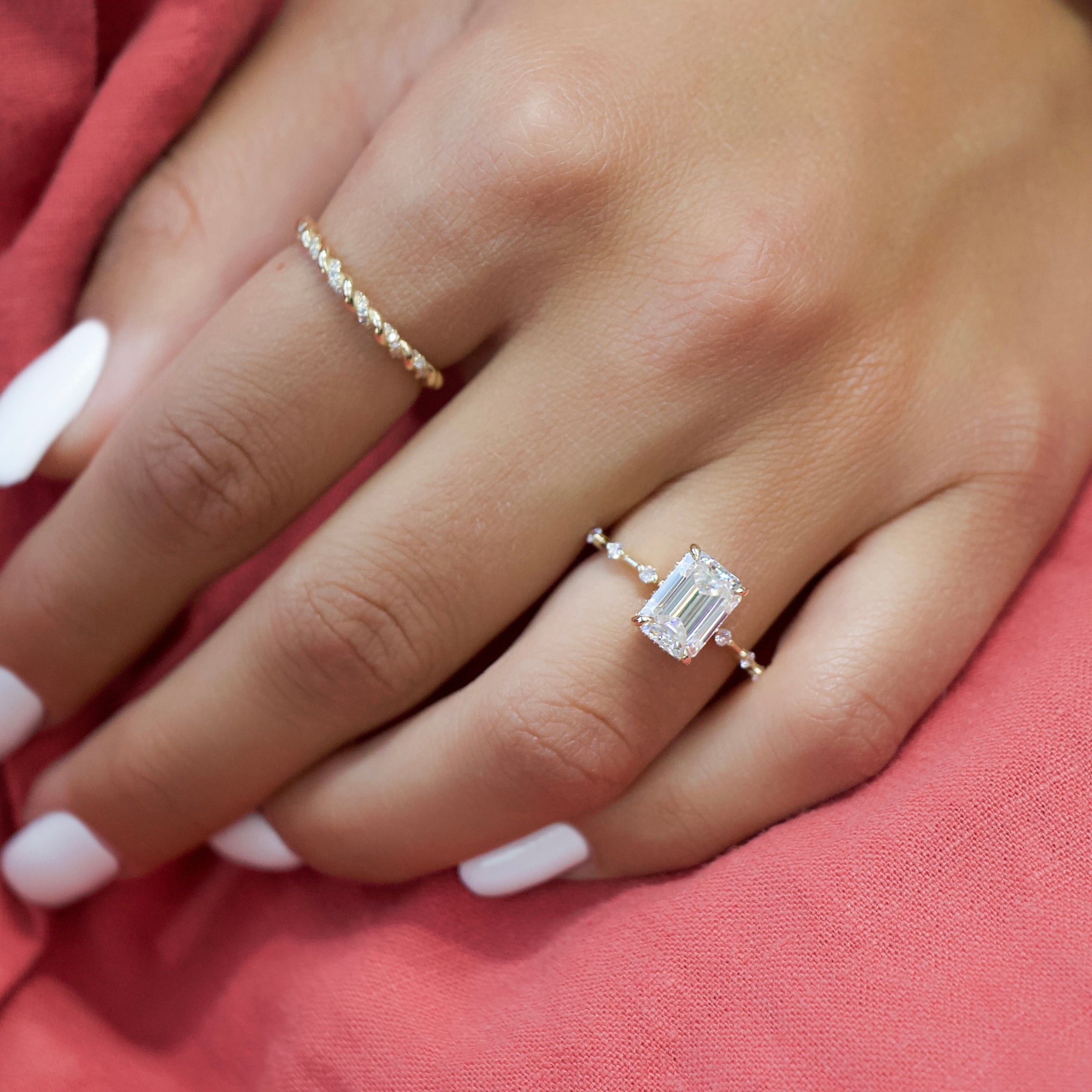 The Hidden Halo Penelope Set With A 2 Carat Emerald Lab Diamond