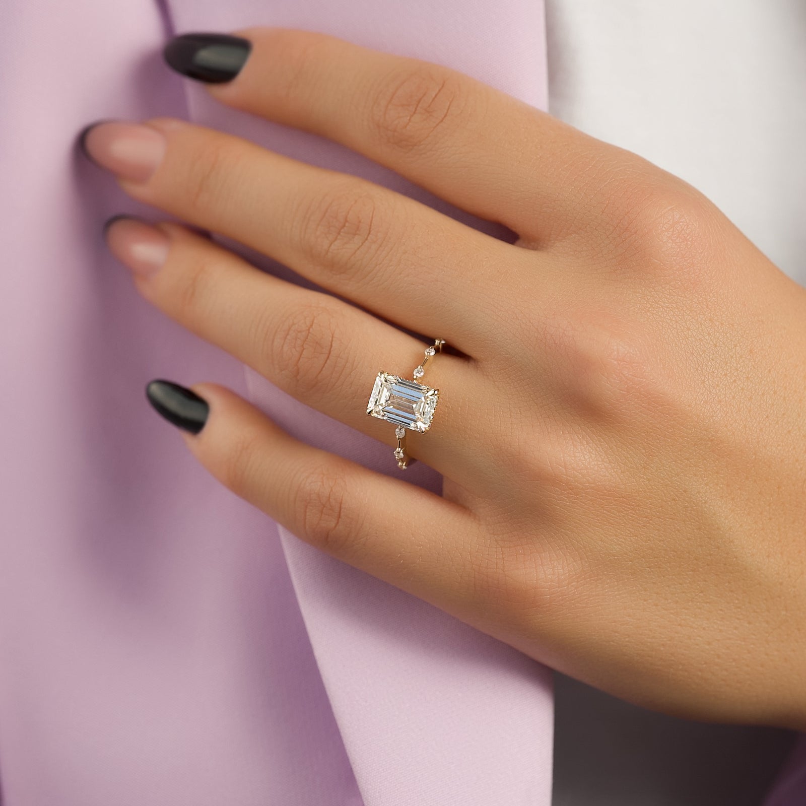 The Hidden Halo Penelope Set With A 2 Carat Emerald Lab Diamond