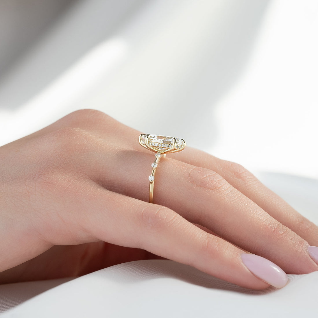 The Hidden Halo Penelope Set With A 2 Carat Marquise Lab Diamond