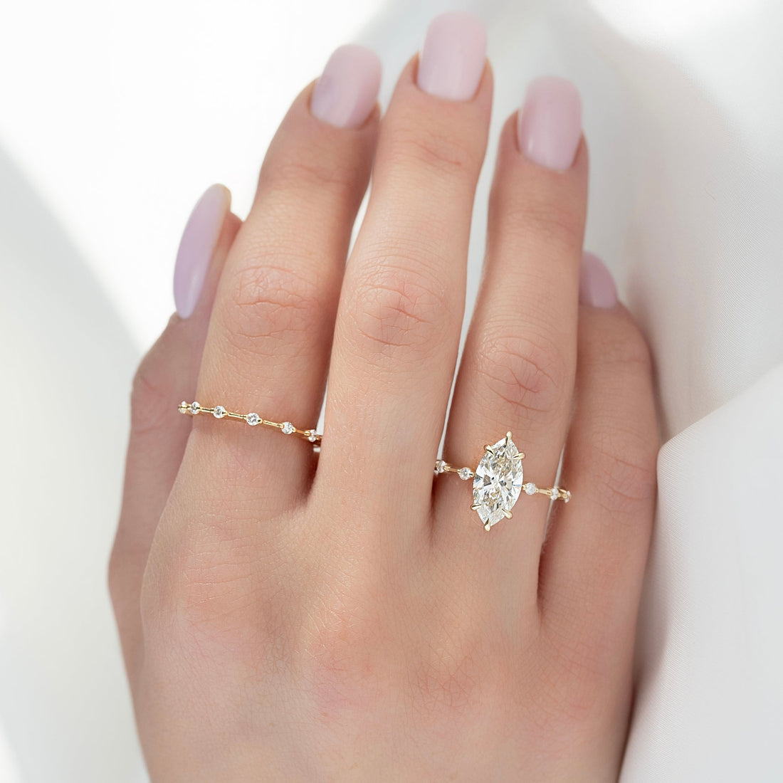 The Hidden Halo Penelope Set With A 2 Carat Marquise Lab Diamond