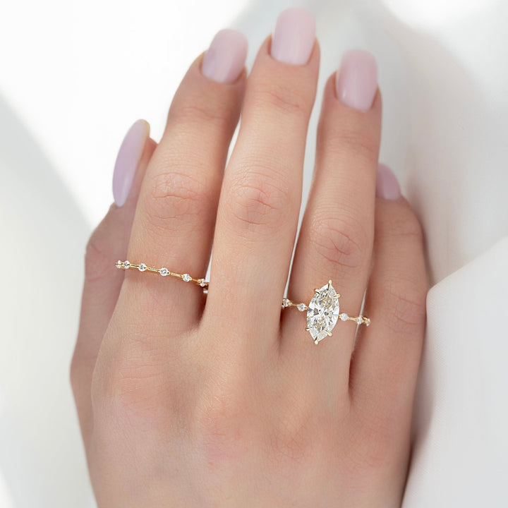 The Hidden Halo Penelope Set With A 2 Carat Marquise Lab Diamond