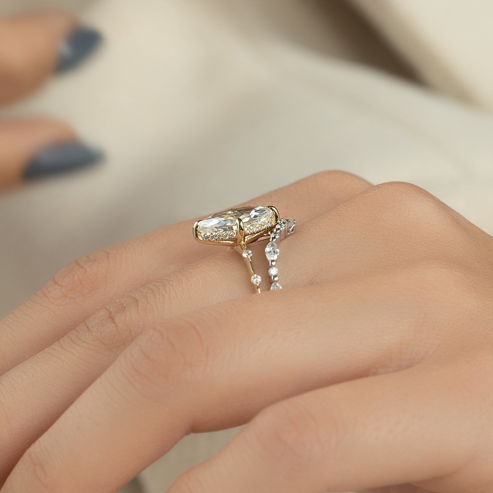 The Hidden Halo Penelope Set With A 2 Carat Marquise Lab Diamond
