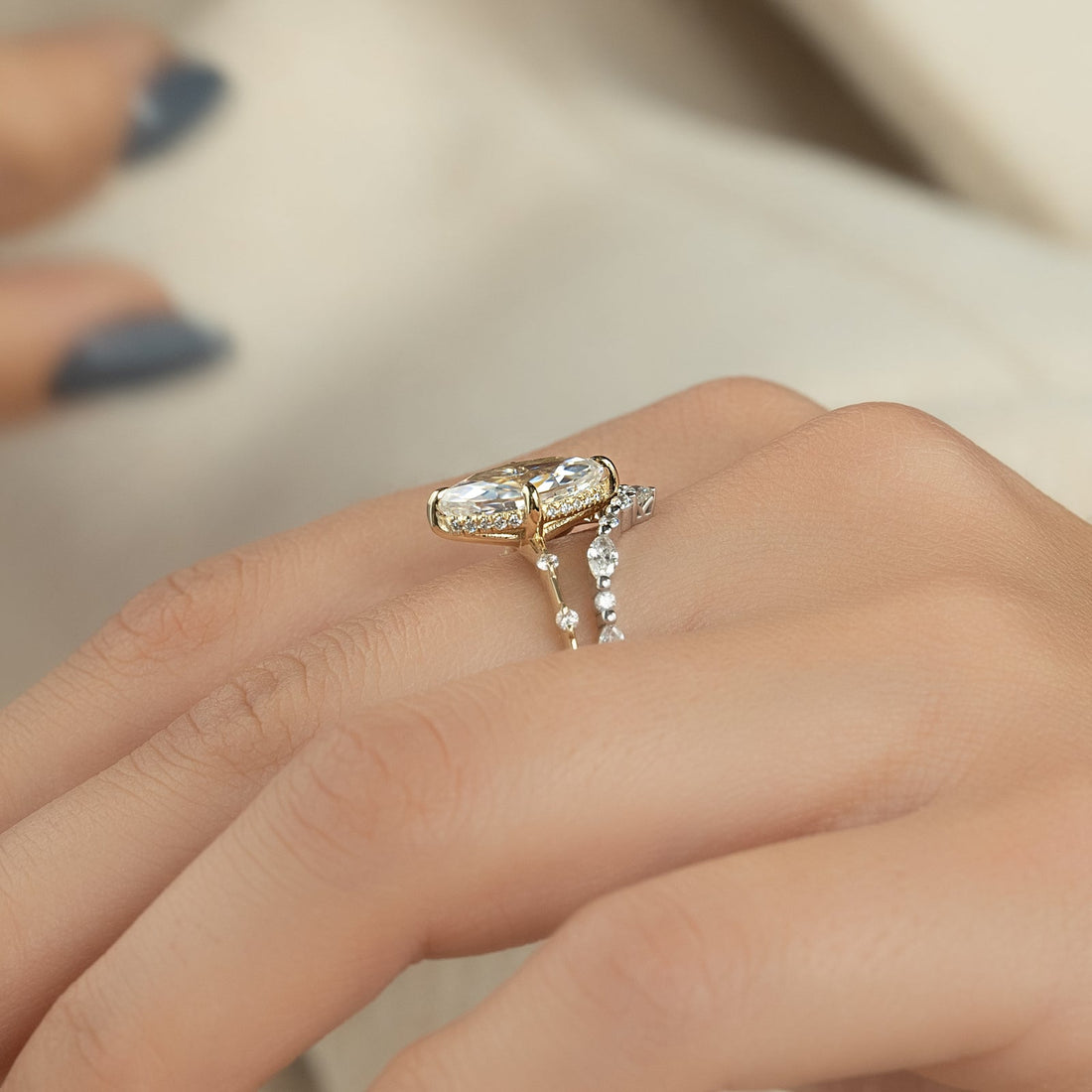 The Hidden Halo Penelope Set With A 2 Carat Marquise Lab Diamond