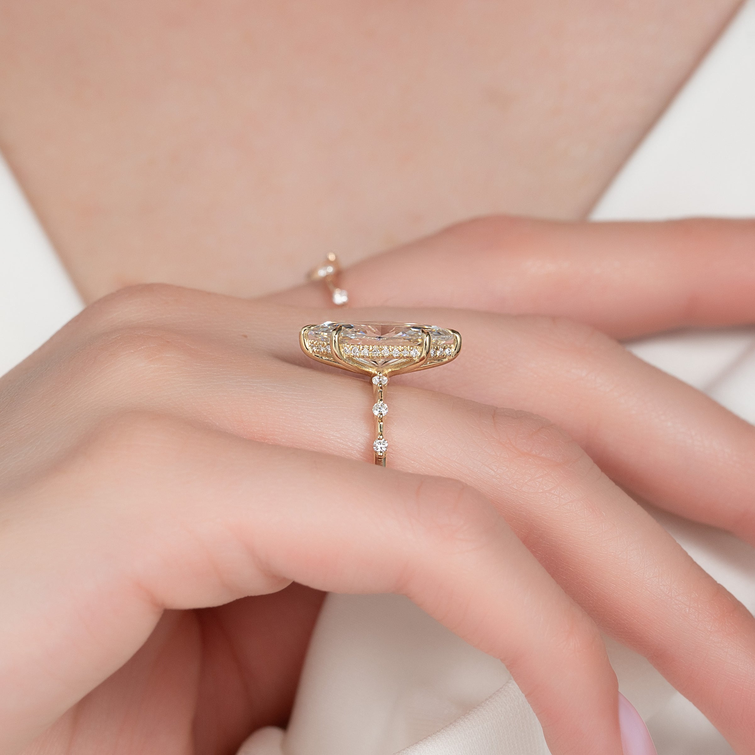 The Hidden Halo Penelope Set With A 2 Carat Marquise Lab Diamond