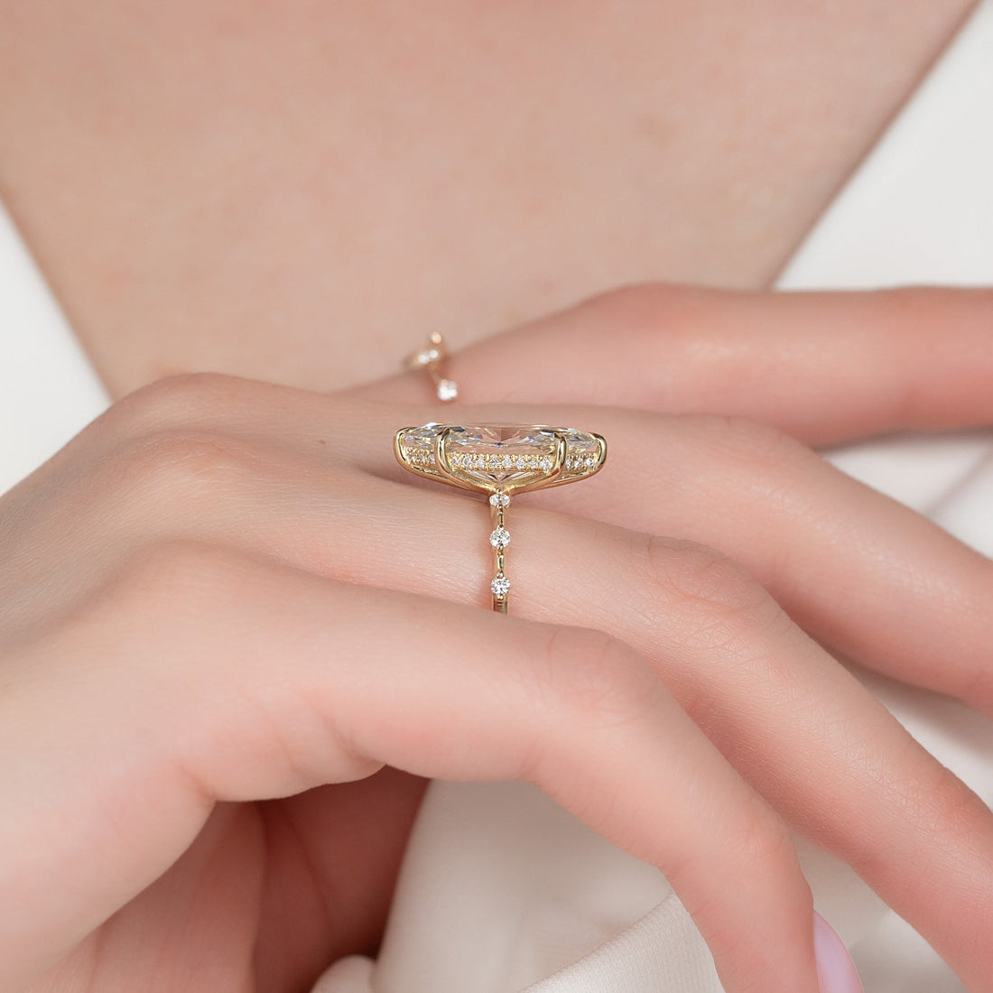 The Hidden Halo Penelope Set With A 2 Carat Marquise Lab Diamond