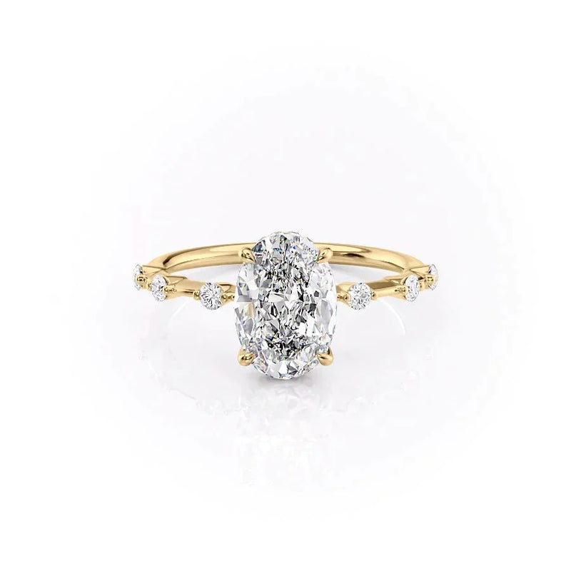 The Hidden Halo Penelope Set With A 2 Carat Oval Lab Diamond