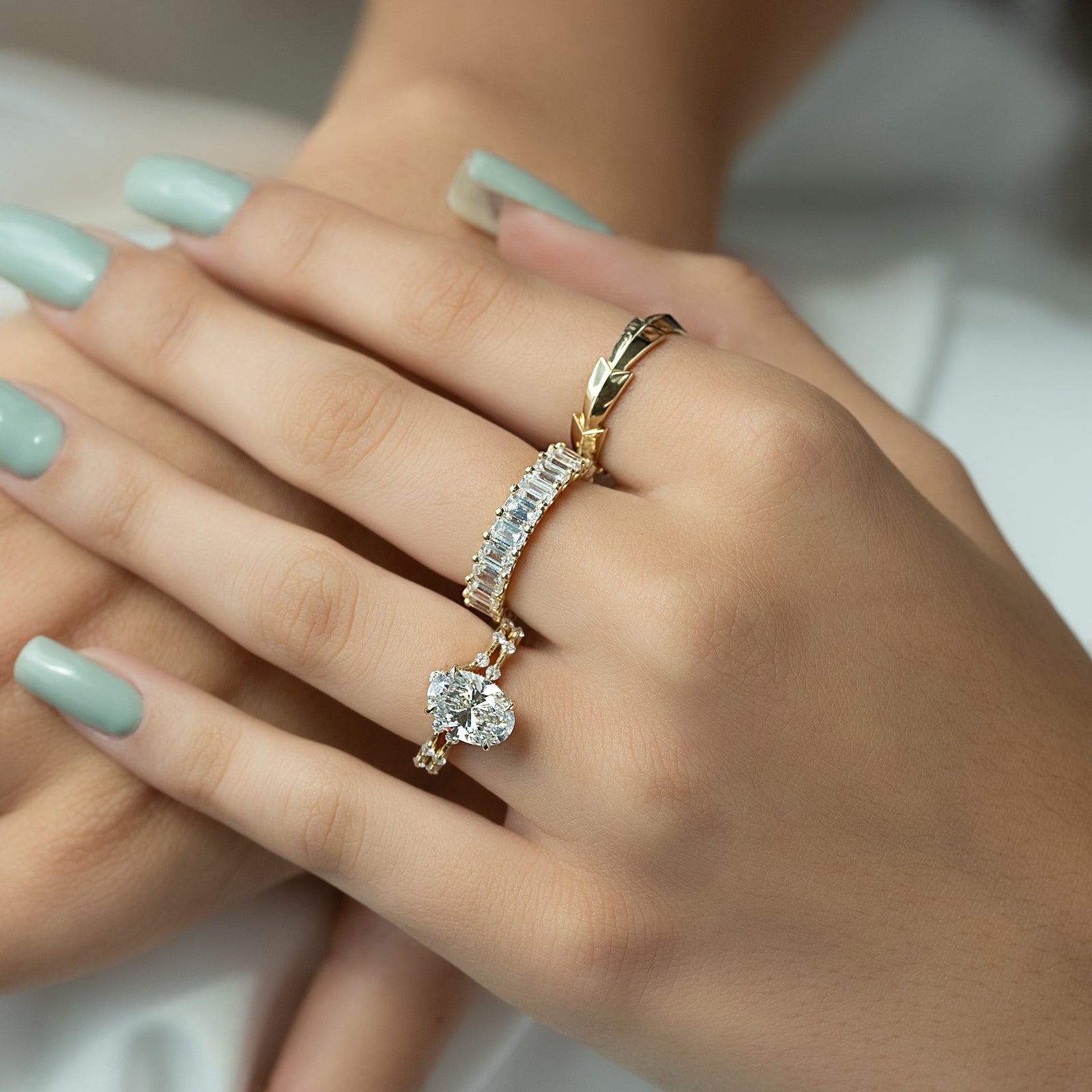 The Hidden Halo Penelope Set With A 2 Carat Oval Lab Diamond