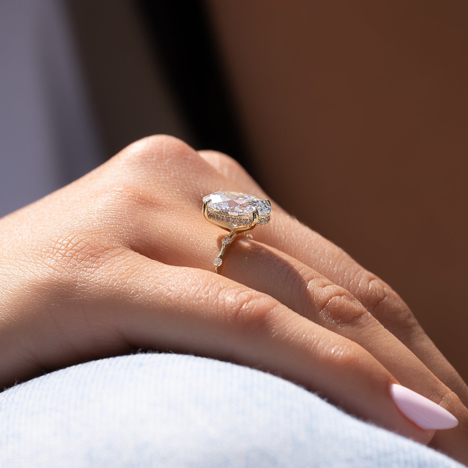 The Hidden Halo Penelope Set With A 2 Carat Oval Lab Diamond