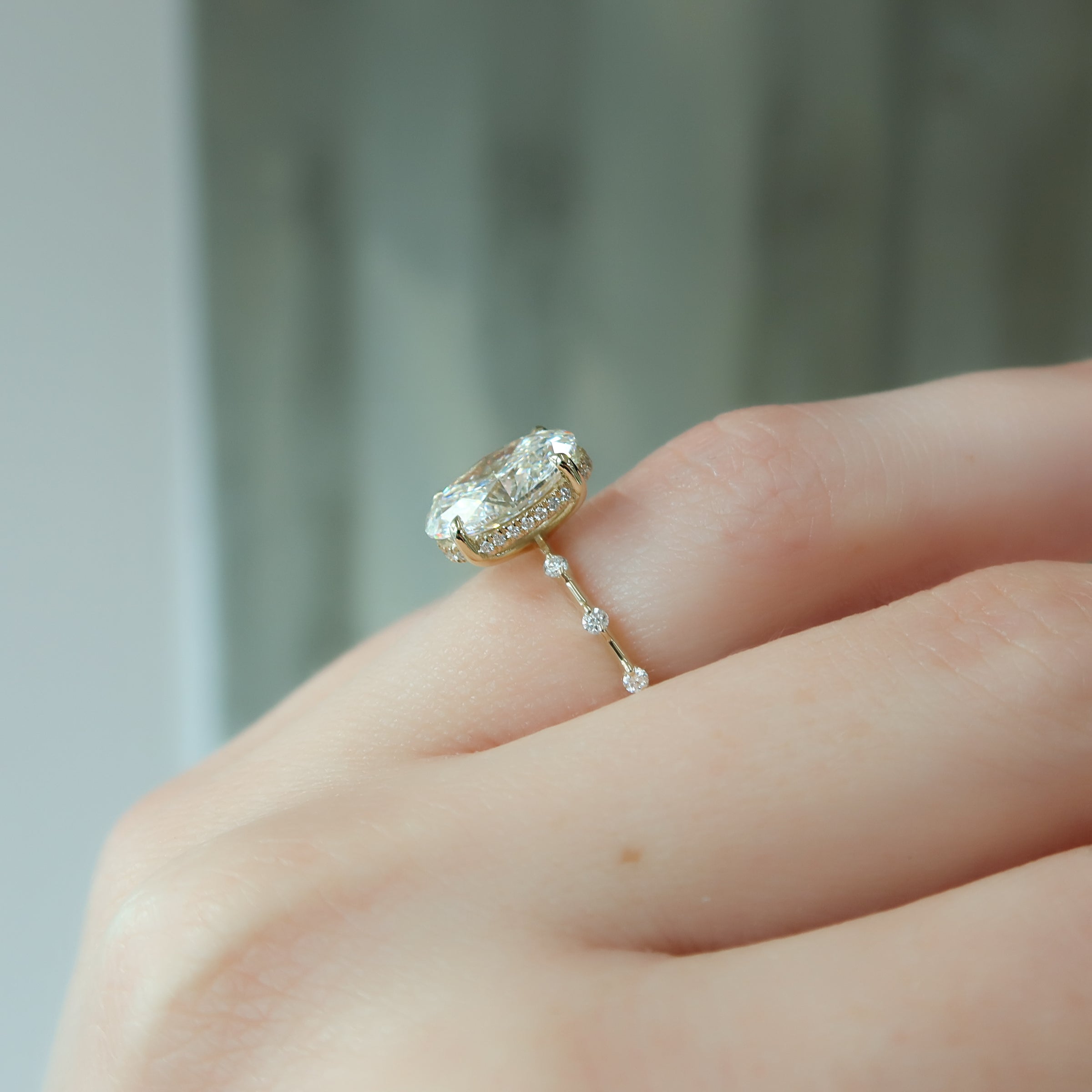 The Hidden Halo Penelope Set With A 2 Carat Oval Lab Diamond