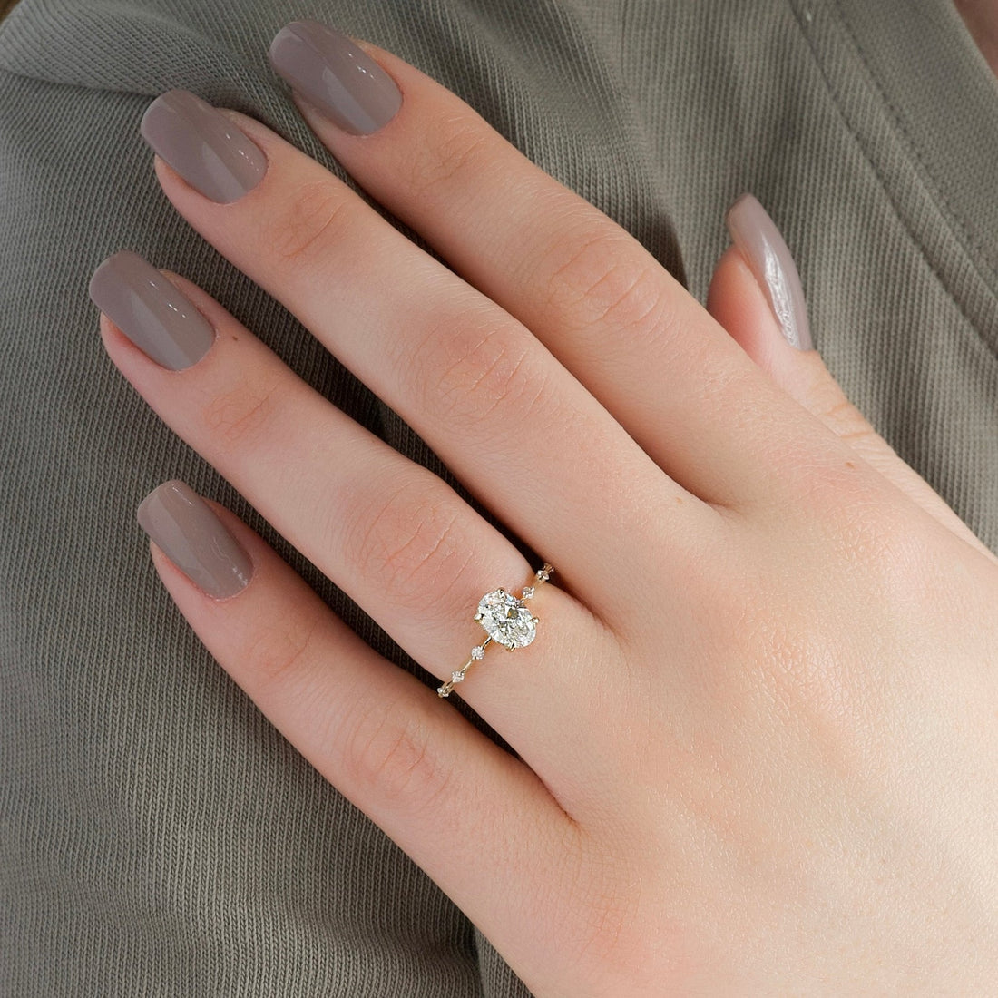 The Hidden Halo Penelope Set With A 2 Carat Oval Lab Diamond