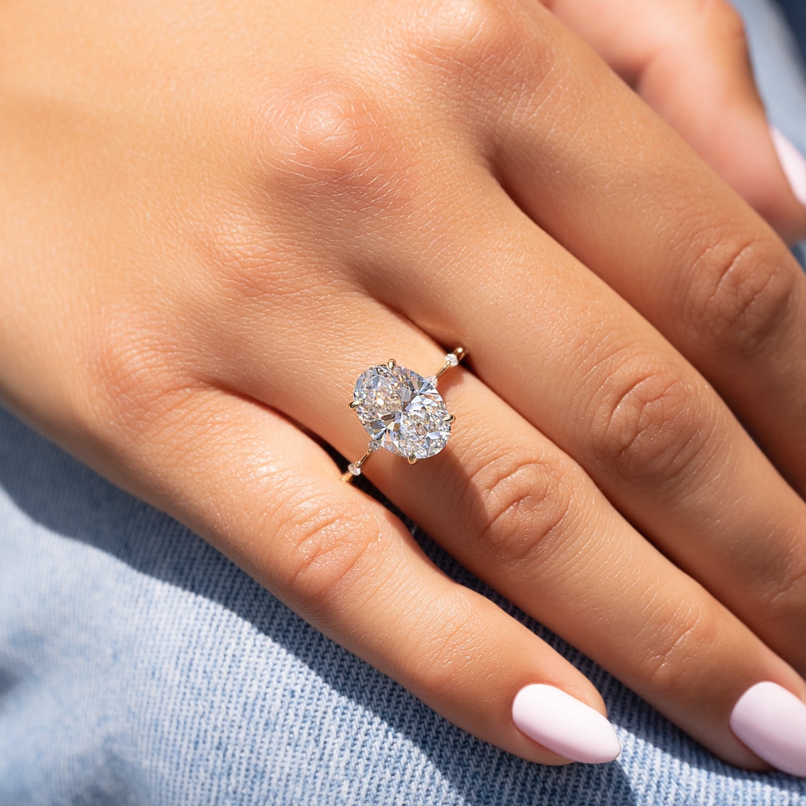 The Hidden Halo Penelope Set With A 2 Carat Oval Lab Diamond