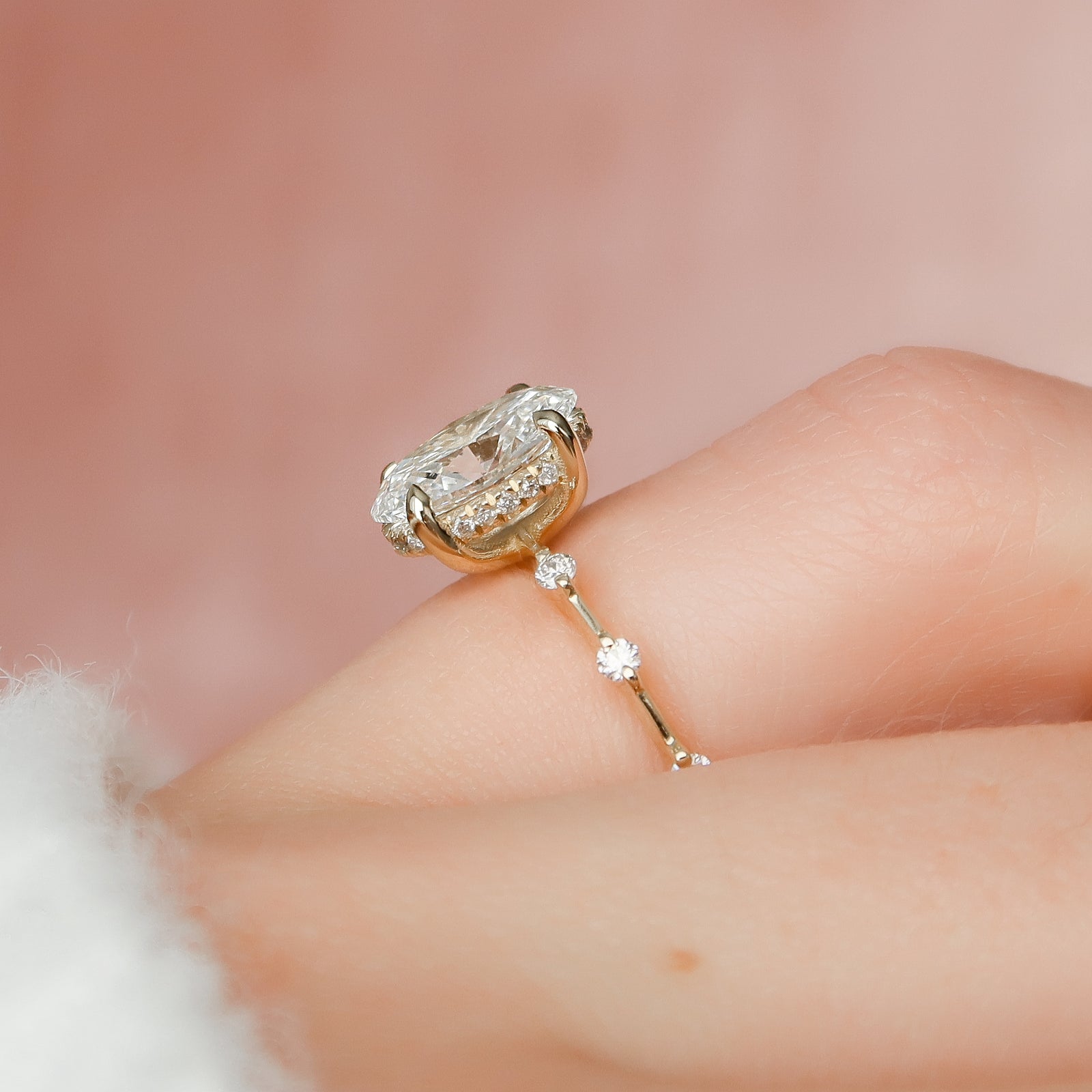 The Hidden Halo Penelope Set With A 2 Carat Oval Lab Diamond