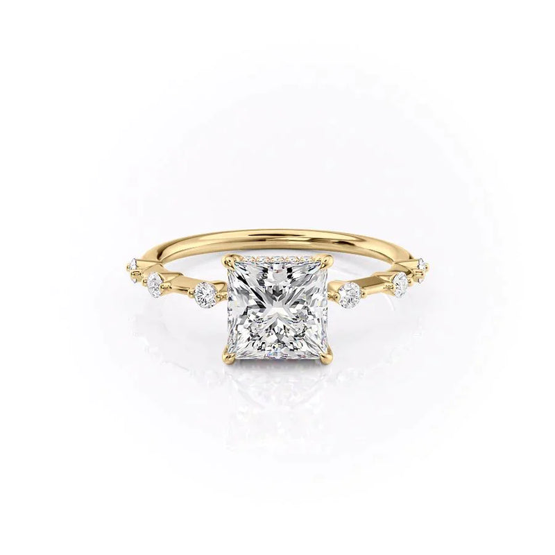 The Hidden Halo Penelope Set With A 2 Carat Princess Lab Diamond
