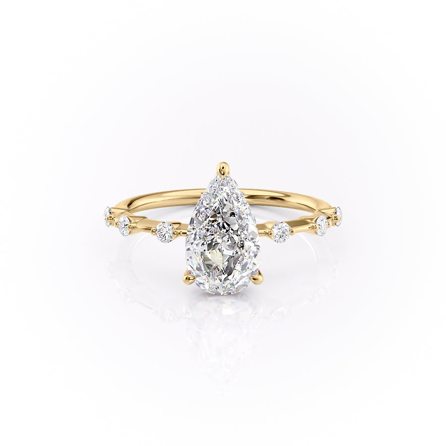 The Hidden Halo Penelope Set With A 2 Carat Pear Lab Diamond
