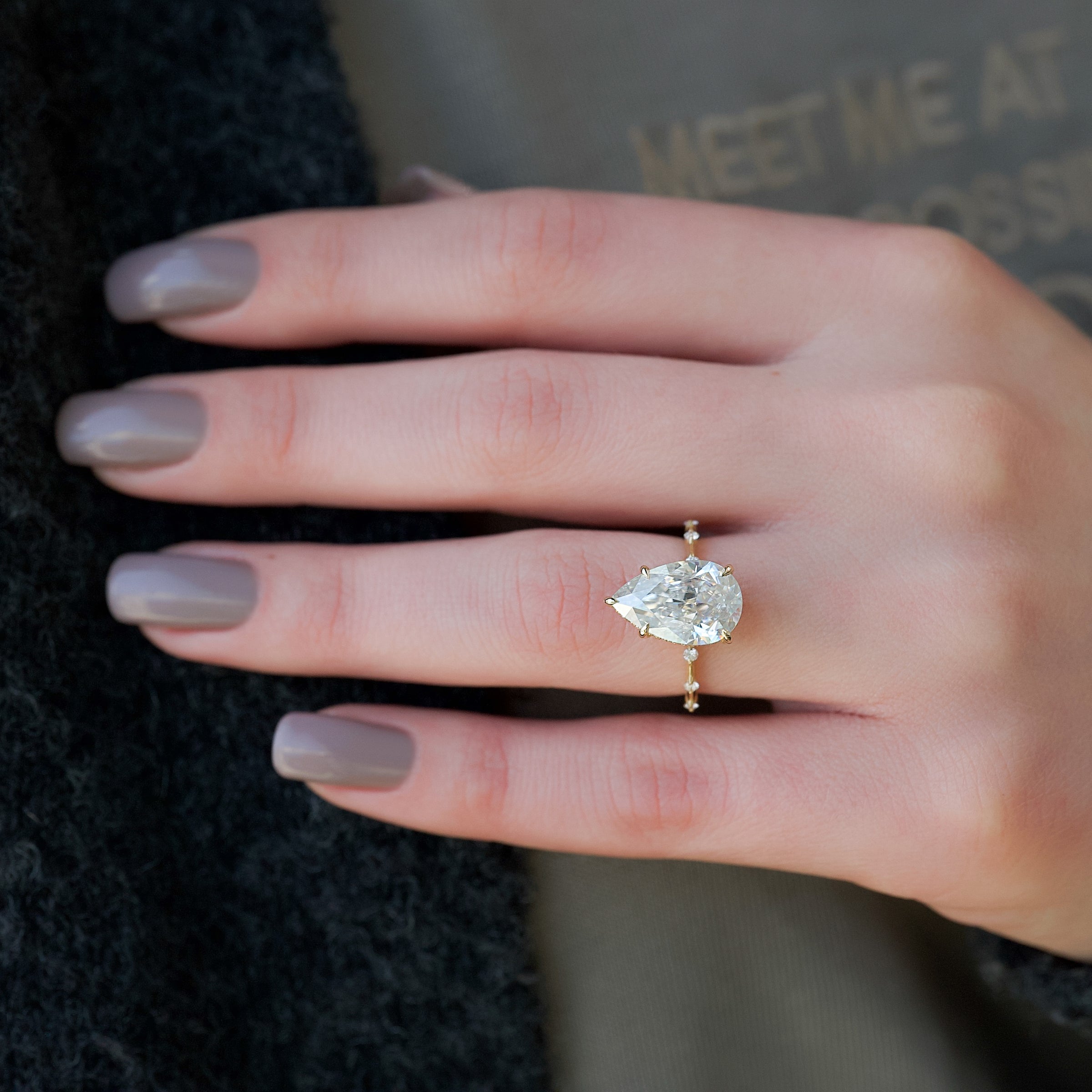The Hidden Halo Penelope Set With A 2 Carat Pear Lab Diamond
