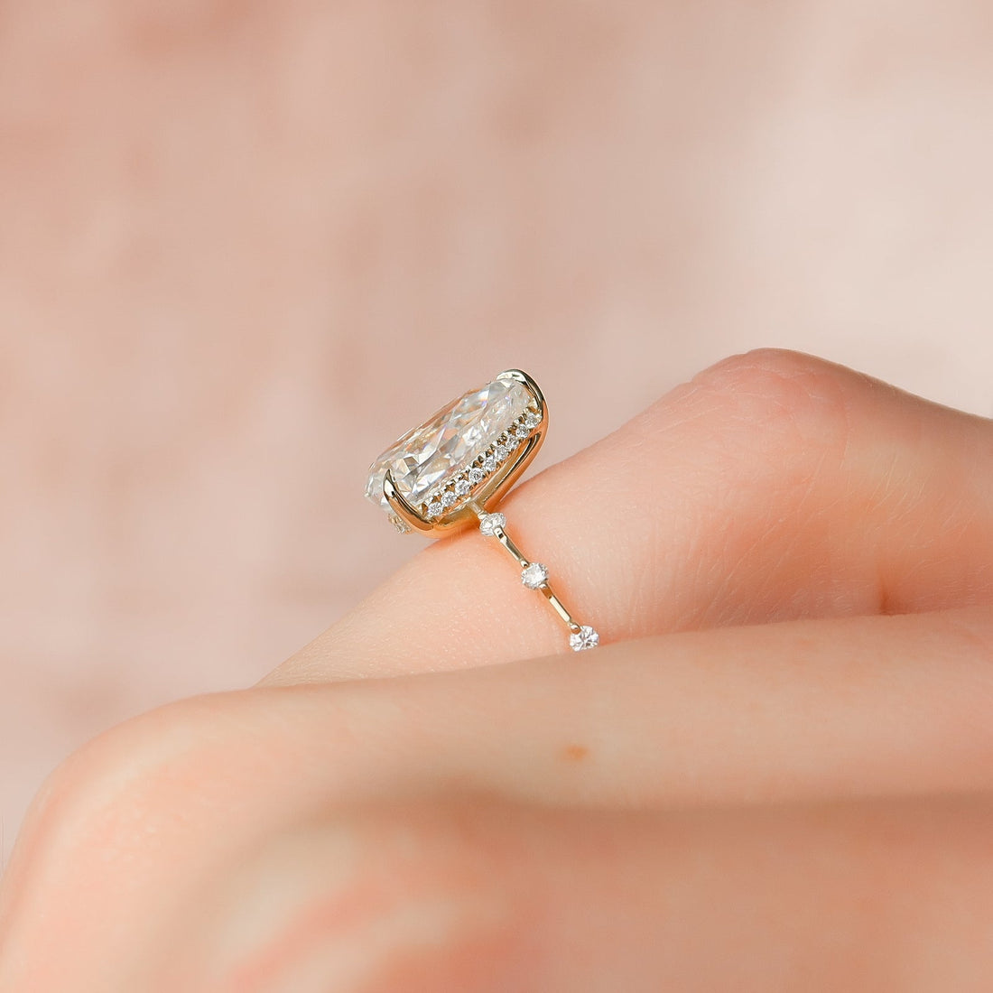 The Hidden Halo Penelope Set With A 2 Carat Pear Lab Diamond