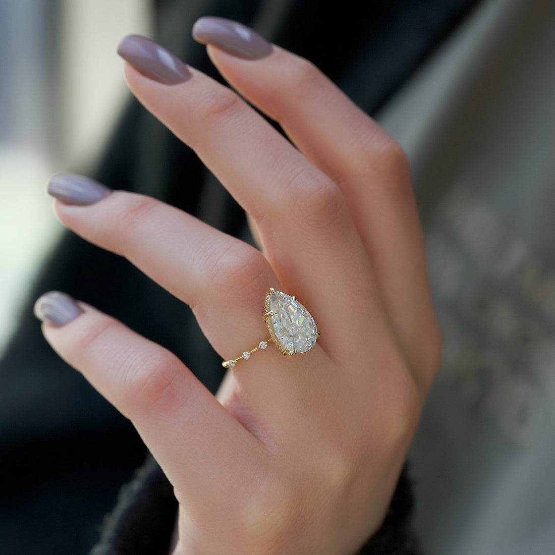 The Hidden Halo Penelope Set With A 2 Carat Pear Lab Diamond