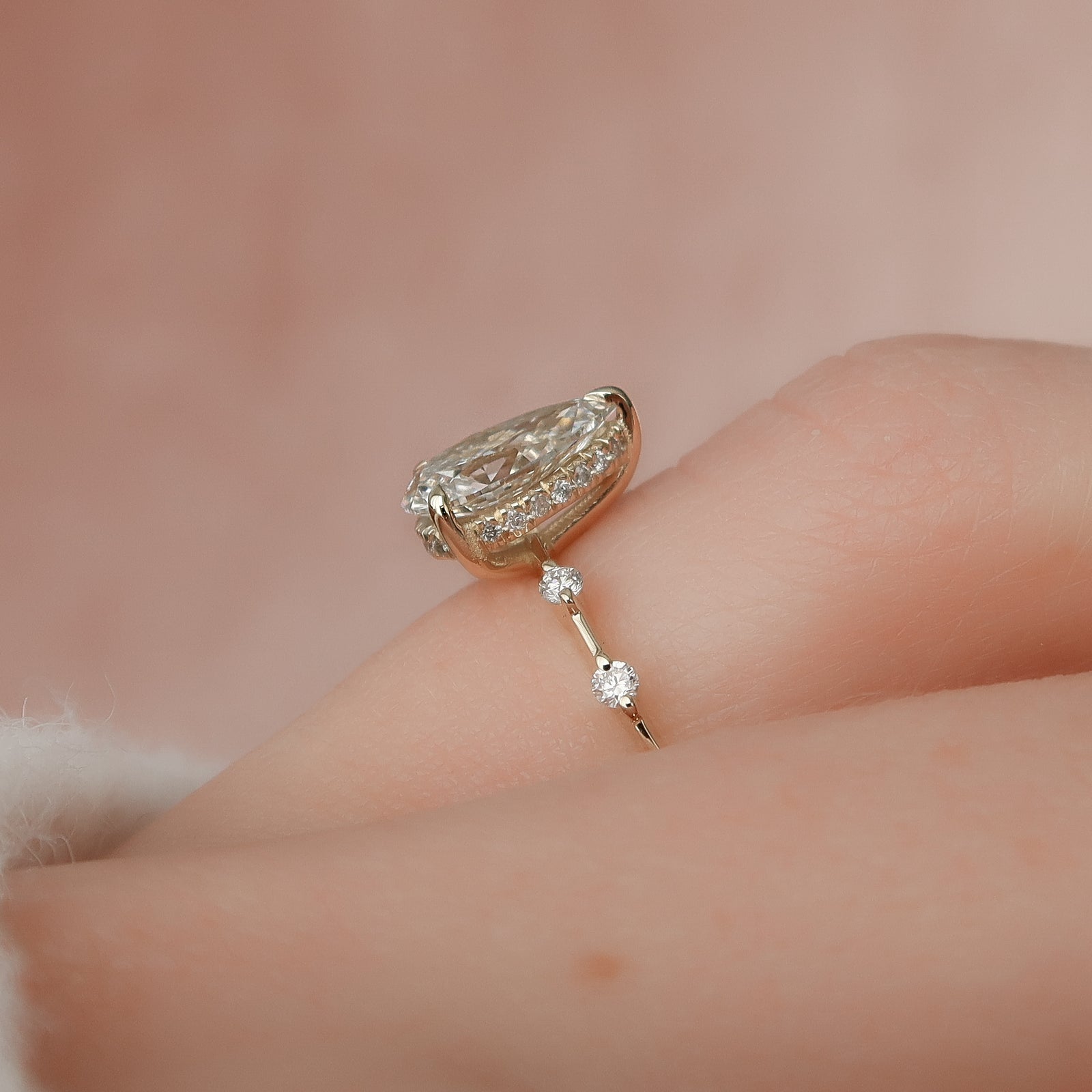 The Hidden Halo Penelope Set With A 2 Carat Pear Lab Diamond