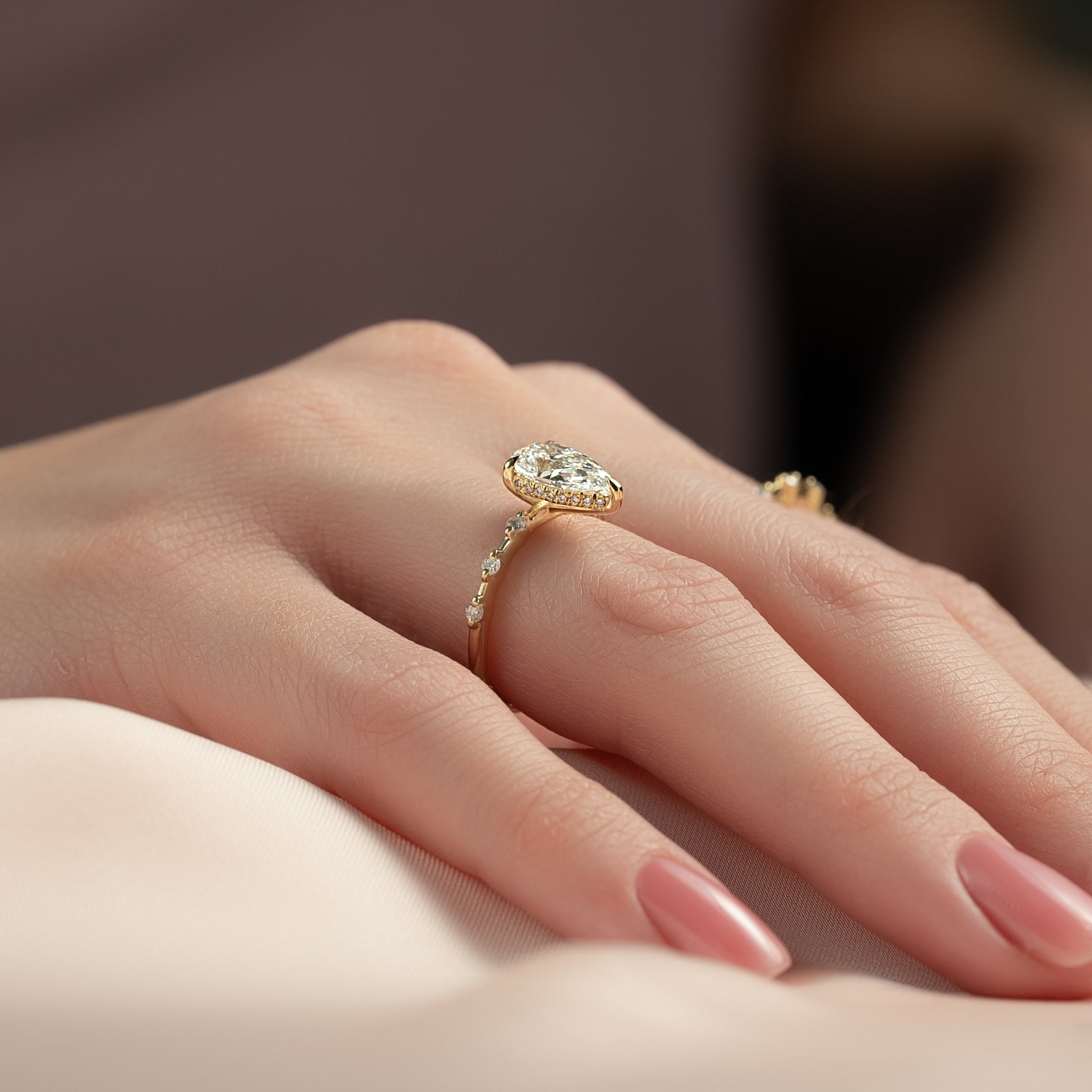 The Hidden Halo Penelope Set With A 2 Carat Pear Lab Diamond