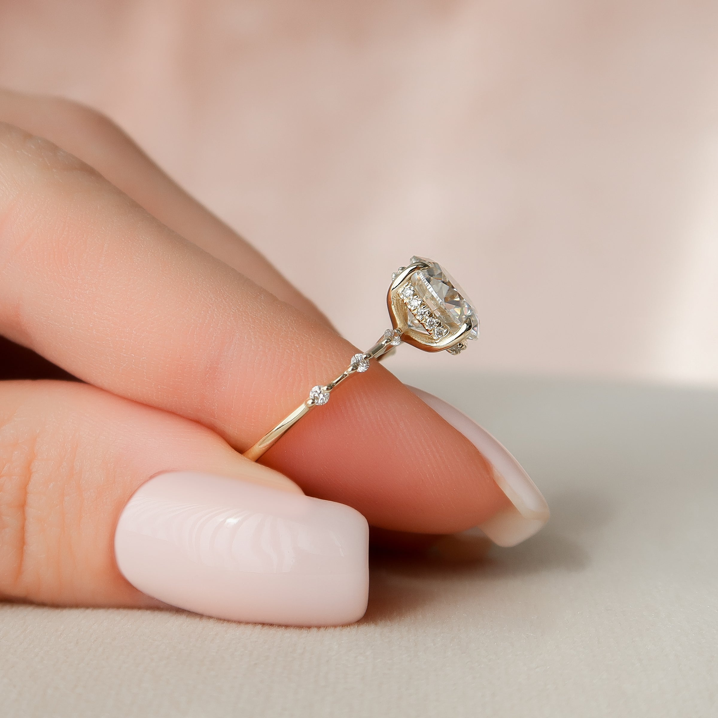 The Hidden Halo Penelope Set With A 2 Carat Round Lab Diamond