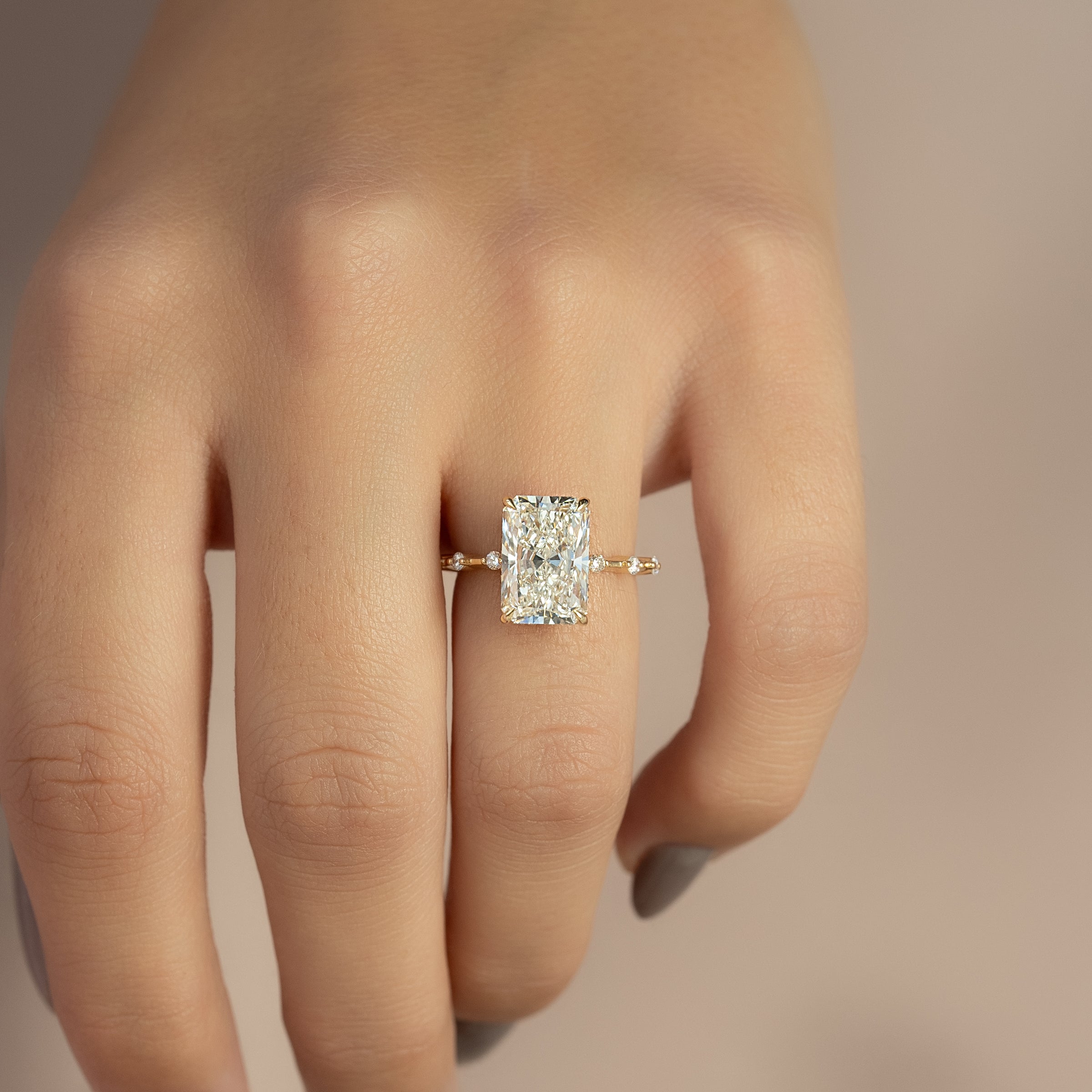 The Hidden Halo Penelope Set With A 2 Carat Radiant Lab Diamond