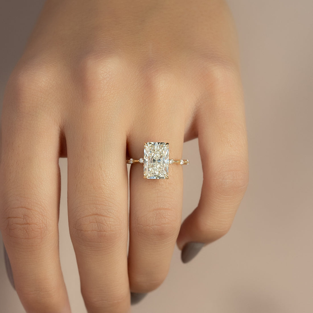 The Hidden Halo Penelope Set With A 2 Carat Radiant Lab Diamond