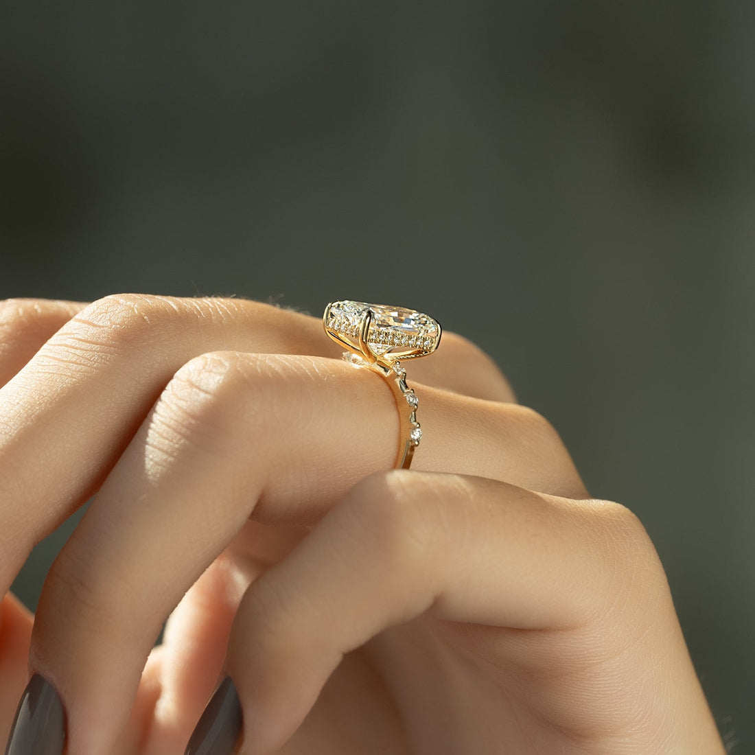 The Hidden Halo Penelope Set With A 2 Carat Radiant Lab Diamond