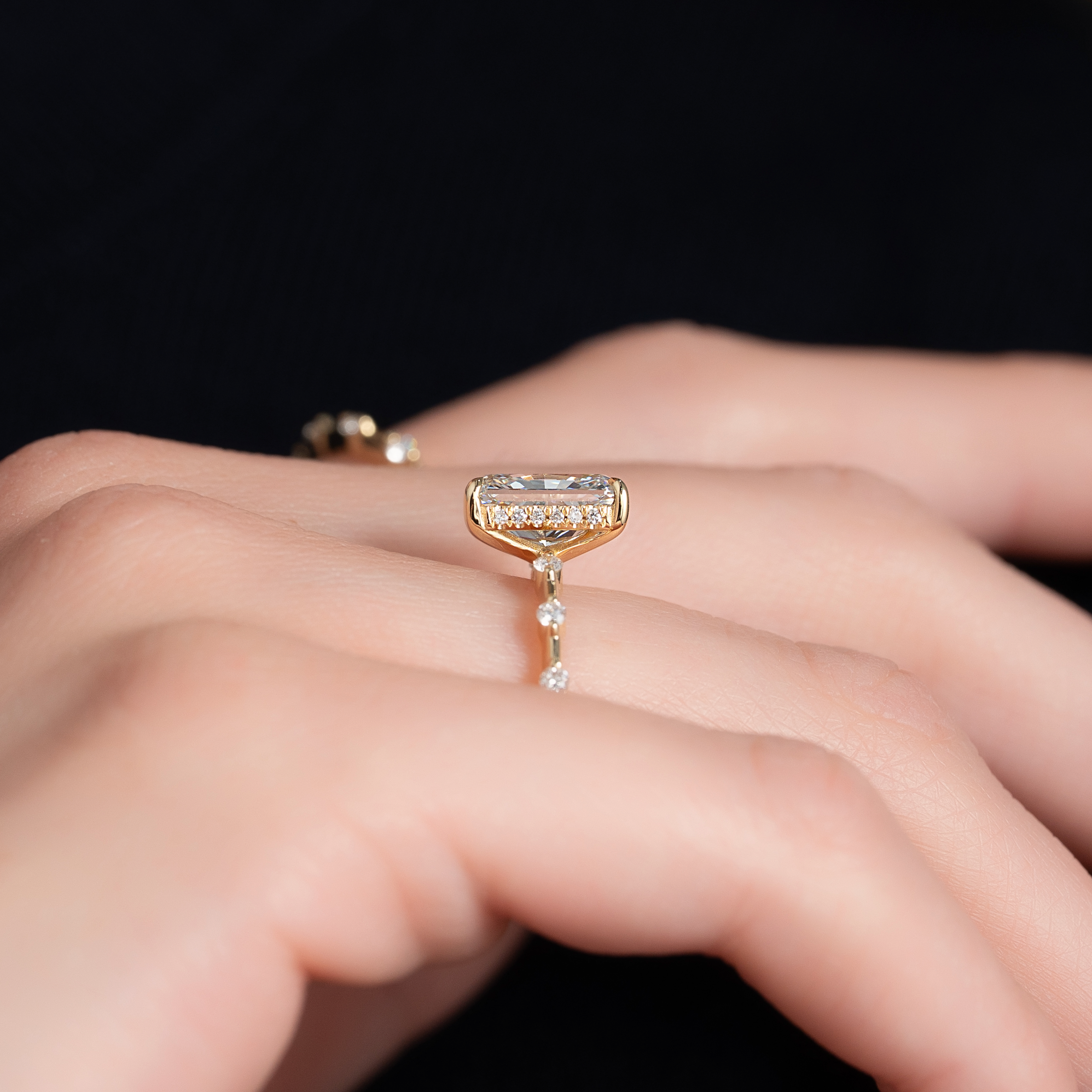 The Hidden Halo Penelope Set With A 2 Carat Radiant Lab Diamond