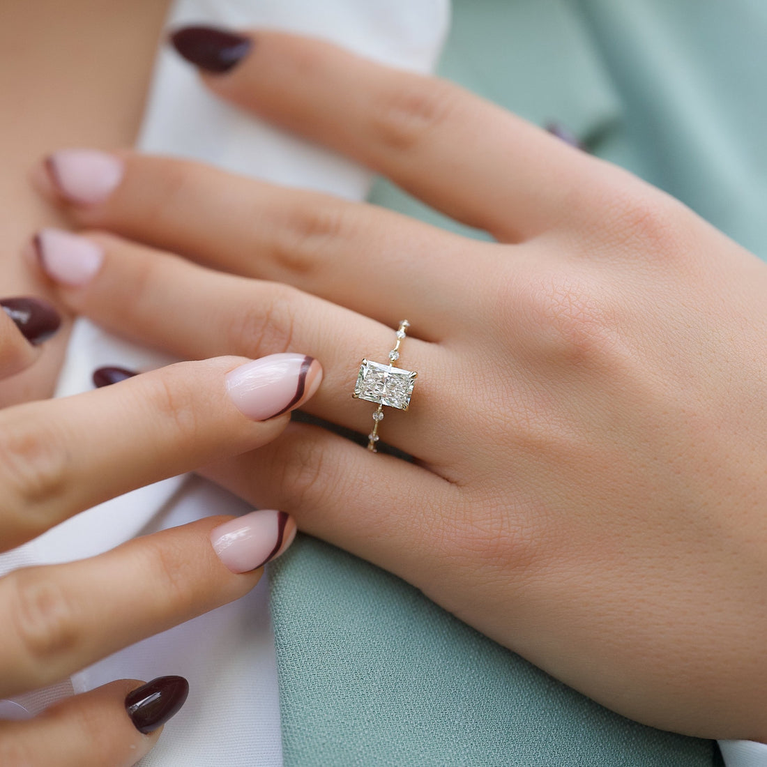 The Hidden Halo Penelope Set With A 2 Carat Radiant Lab Diamond
