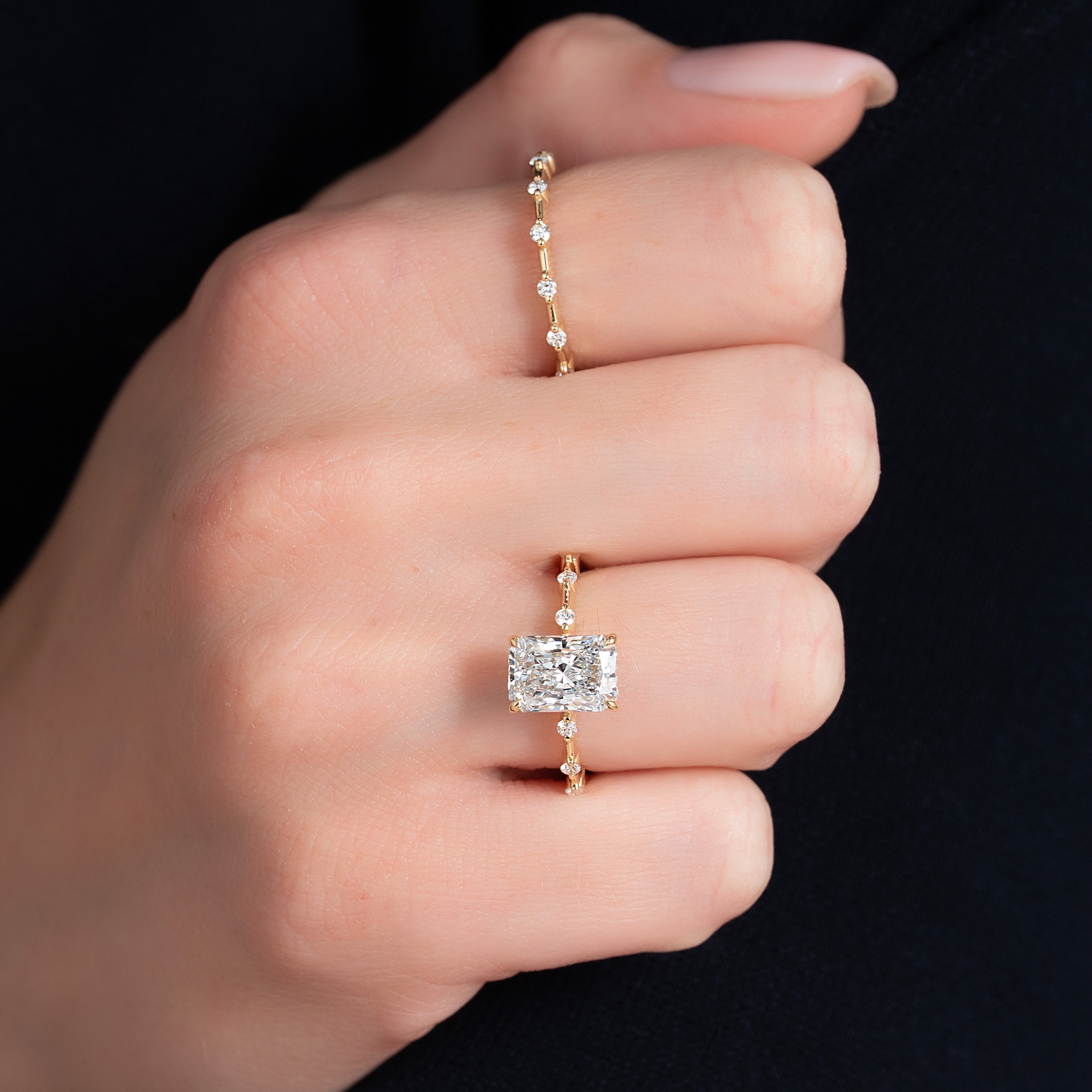 The Hidden Halo Penelope Set With A 2 Carat Radiant Lab Diamond