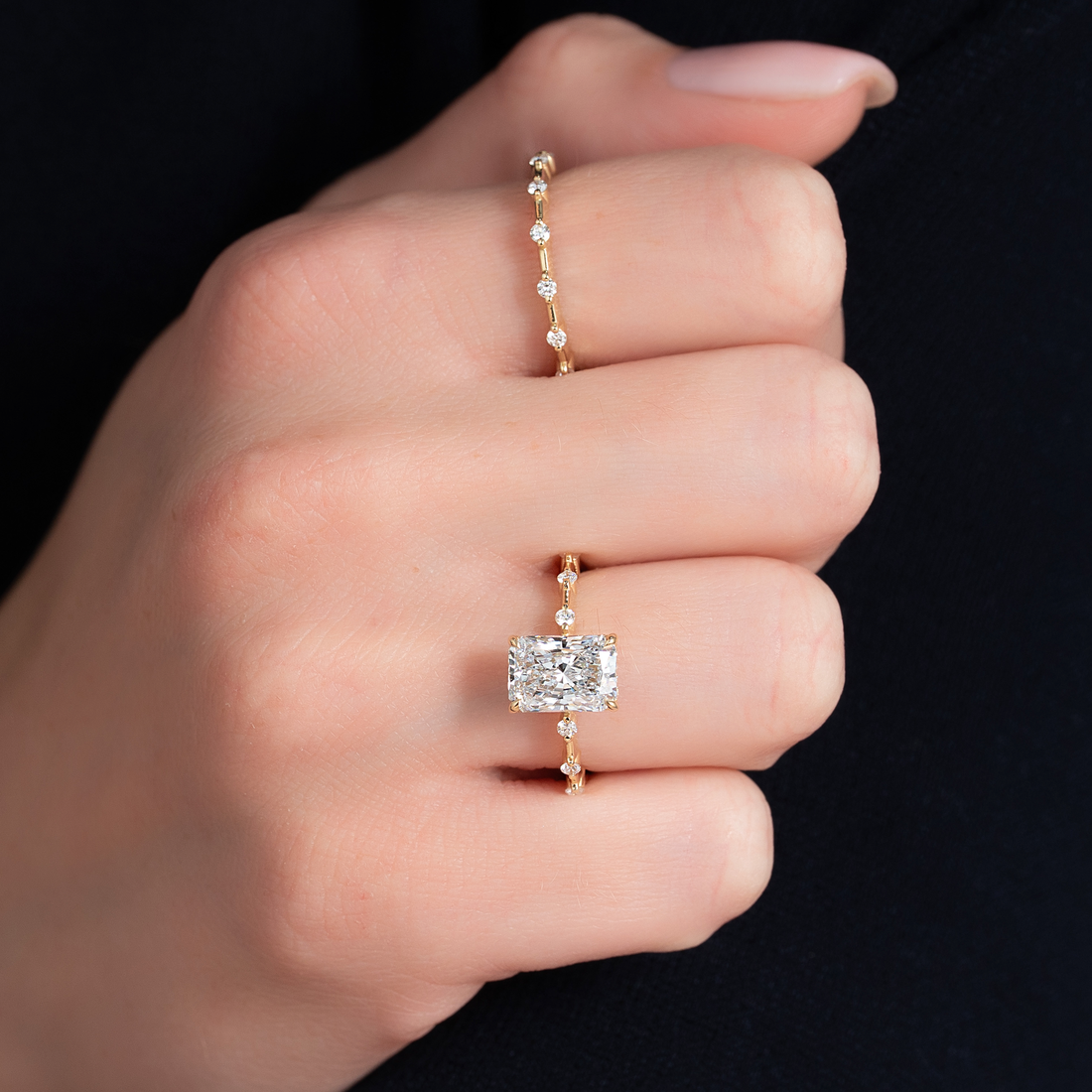 The Hidden Halo Penelope Set With A 2 Carat Radiant Lab Diamond