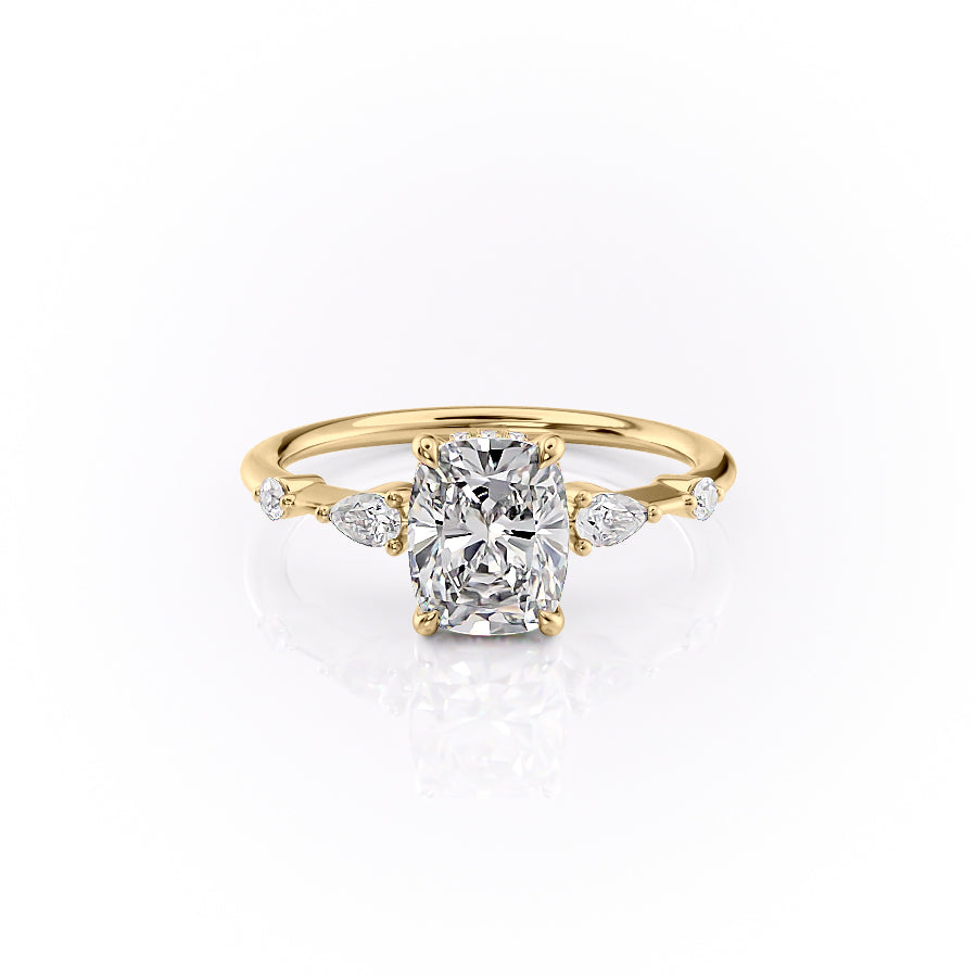 The Naomi Set With A 2 Carat Elongated Cushion Lab Diamond