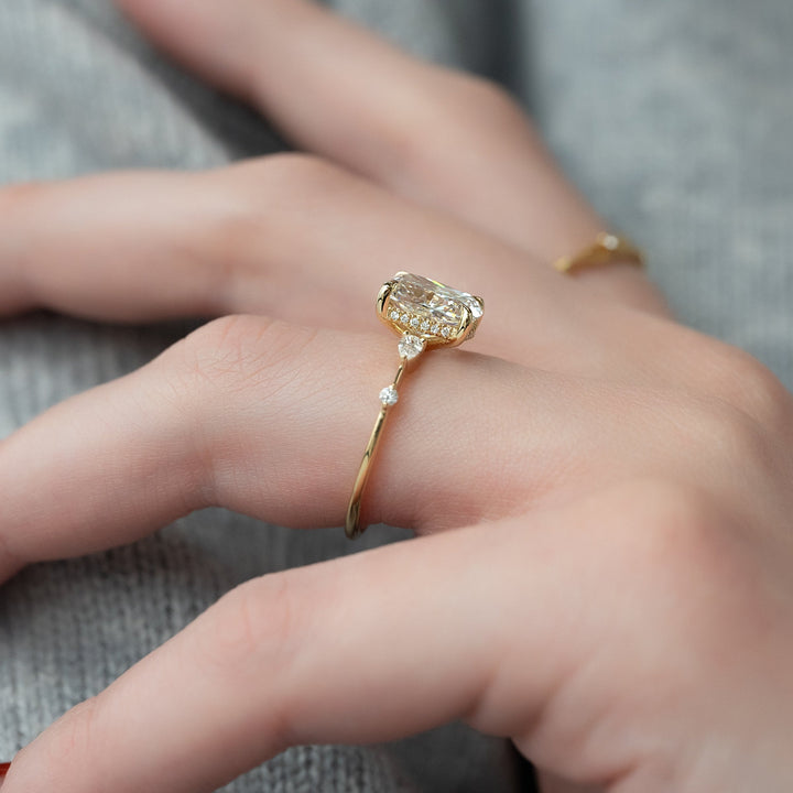 The Naomi Set With A 2 Carat Elongated Cushion Lab Diamond