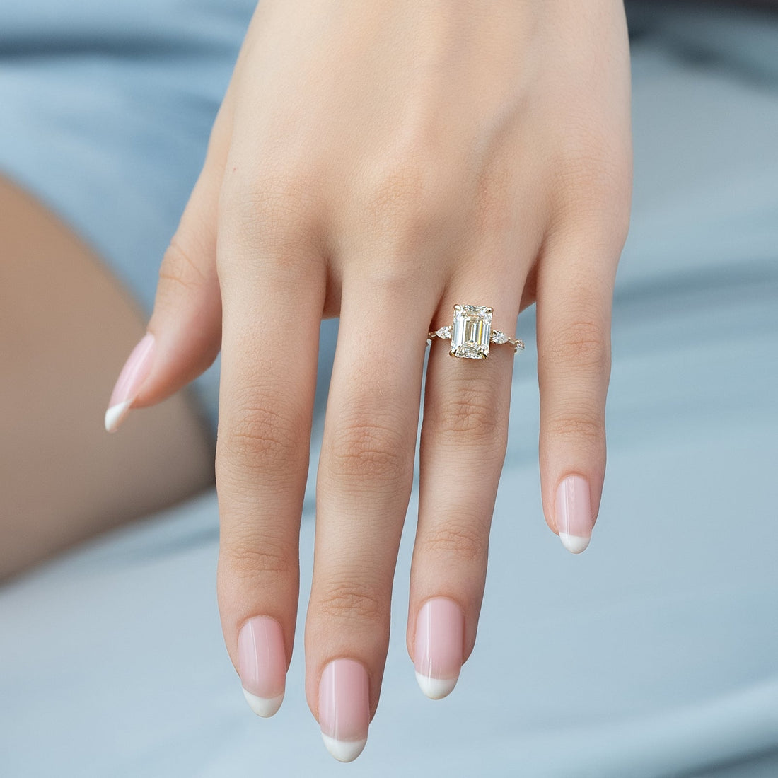 The Naomi Set With A 2 Carat Emerald Lab Diamond