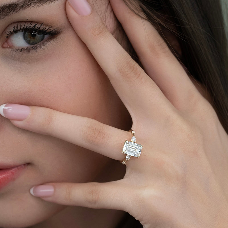 The Naomi Set With A 2 Carat Emerald Lab Diamond