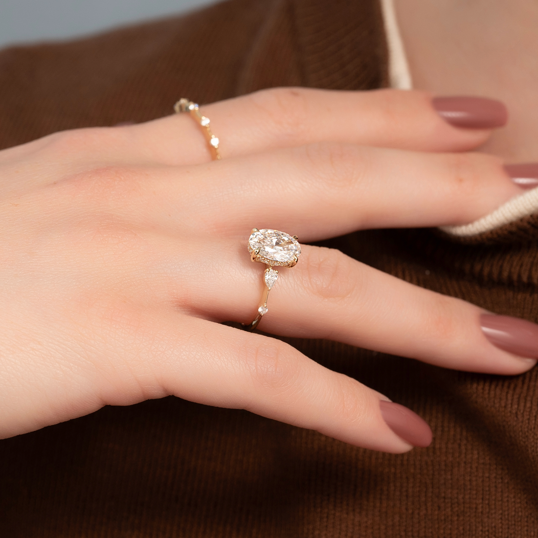 The Naomi Set With A 2 Carat Oval Lab Diamond