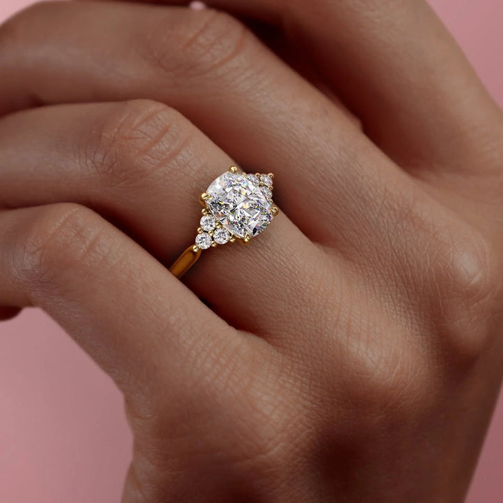 The Scarlett Set With A 2 Carat Elongated Cushion Lab Diamond