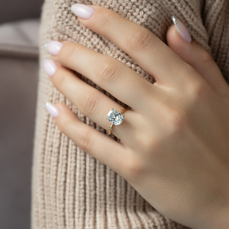The Eve Set With A 2 Carat Elongated Cushion Lab Diamond