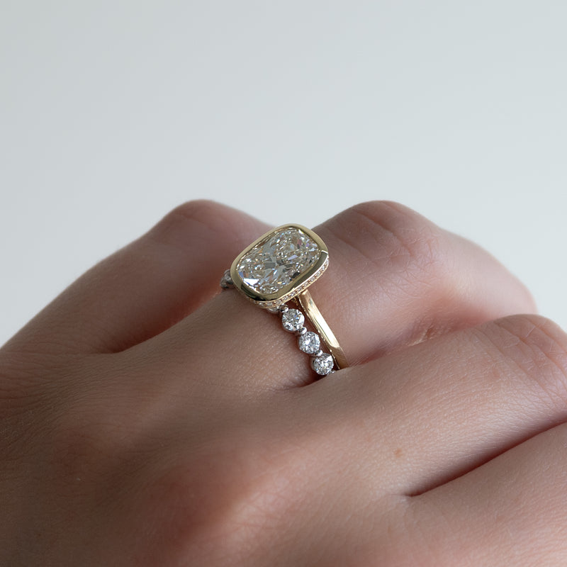 The Charlotte Set With A 2 Carat Elongated Cushion Lab Diamond