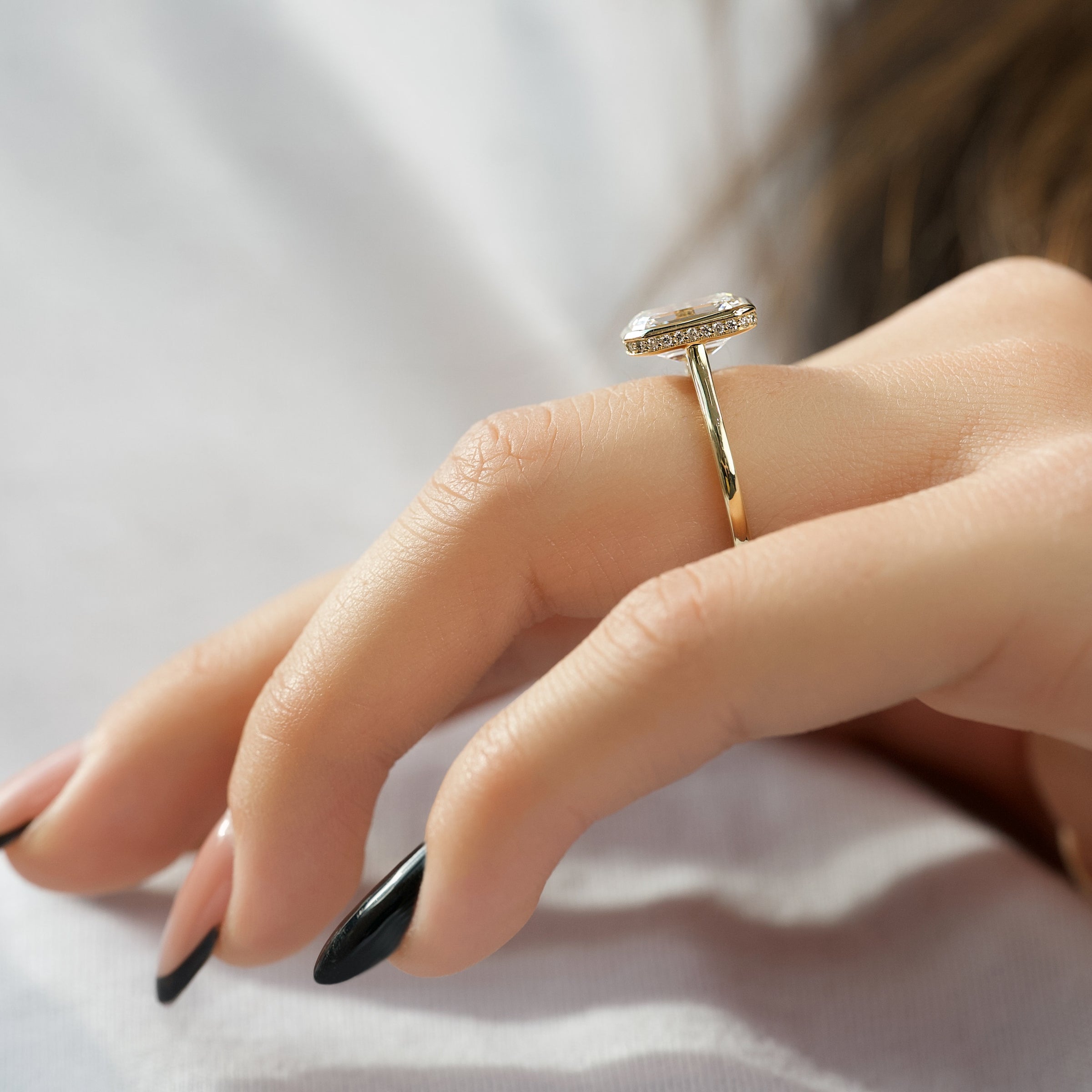 The Charlotte Set With A 2 Carat Emerald Lab Diamond