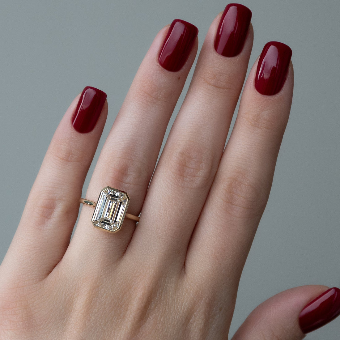 The Charlotte Set With A 2 Carat Emerald Lab Diamond