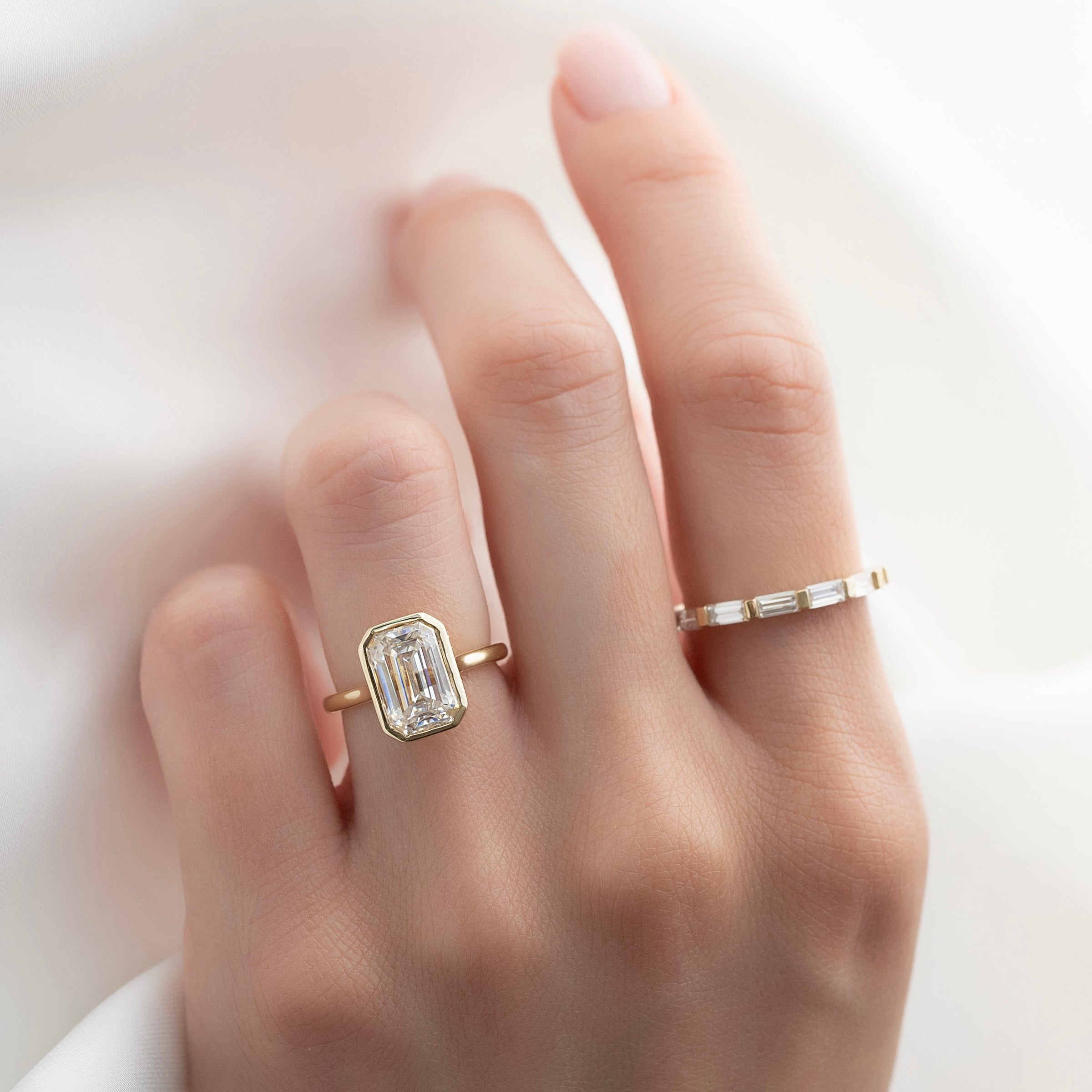 The Charlotte Set With A 2 Carat Emerald Lab Diamond