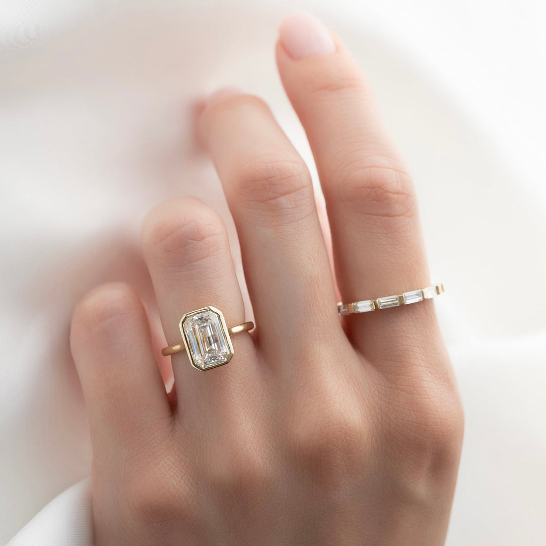 The Charlotte Set With A 2 Carat Emerald Lab Diamond